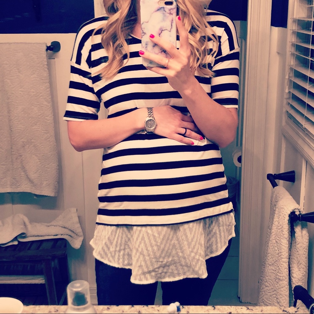 Striped maternity tunic with lace detail!